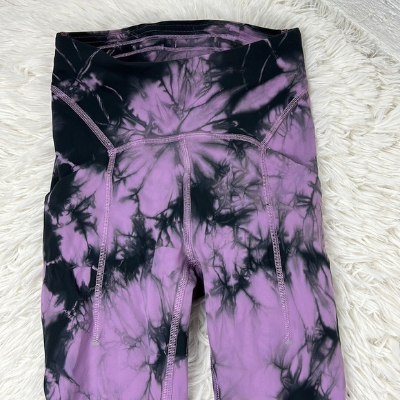 Lululemon Power Thru High-Rise Tight 25" Over Tie Dye Wisteria Purple Graphite - Picture 1 of 6